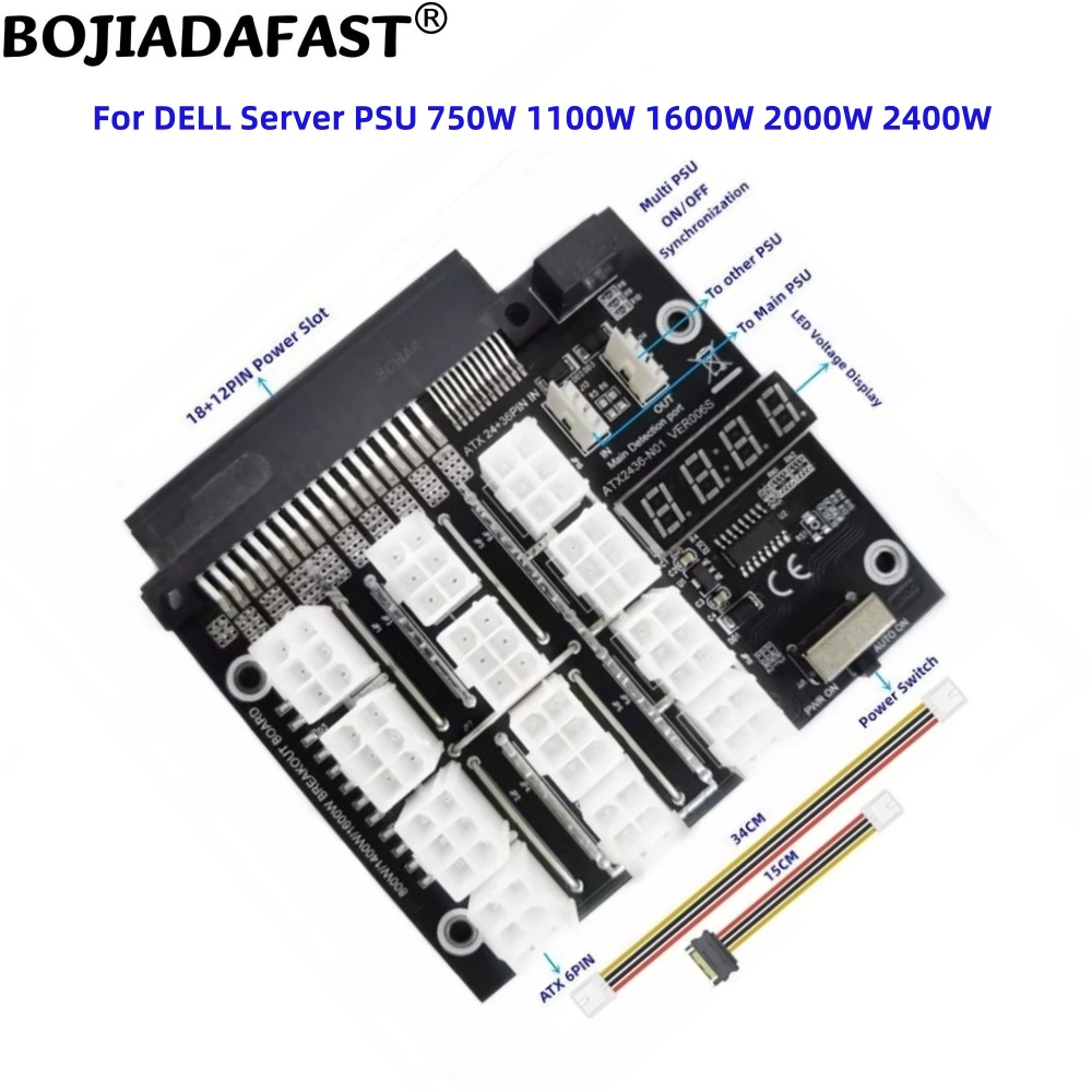 2400W Server Psu Breakout Board - 12 포트 PCI-E 6핀 커넥터 서버